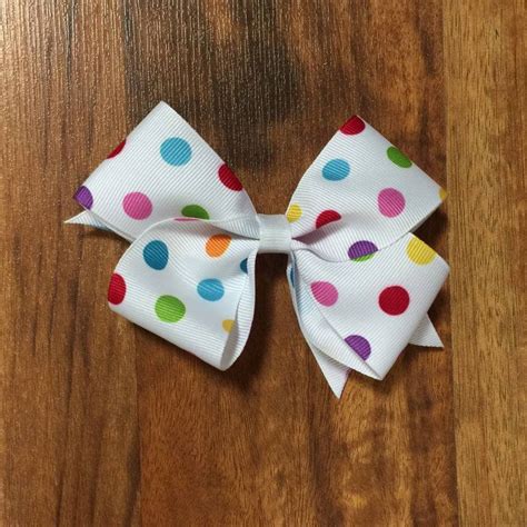 Pocka Dot Hair Bow Multi Colored Hair Bow White Hair Bow By