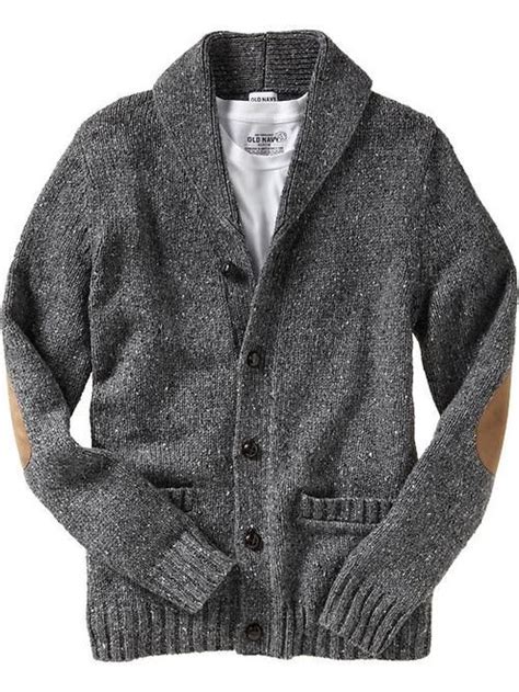 Grey Shawl Elbow Patch Knit Cardigan From Old Navy 40 Mens
