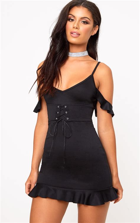 Black Corset Detail Bodycon Dress Dresses Prettylittlething