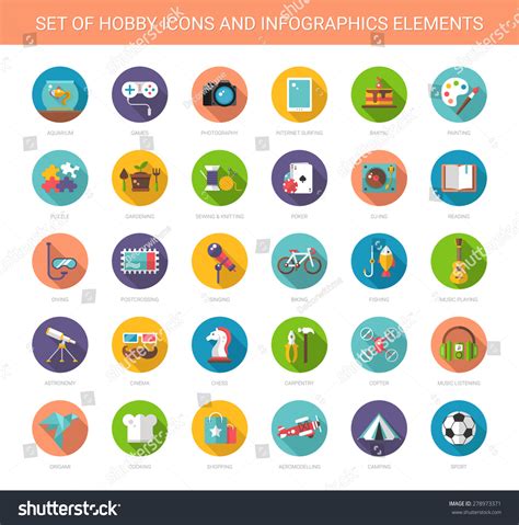 set of vector modern flat design hobby icons and infographics elements 278973371 shutterstock