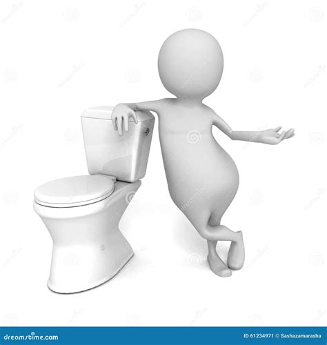 Branco Abstrato 3d Person With Toilet Ilustração Stock Ilustração De