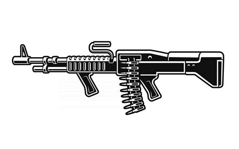 Black And White Vector Illustration Of An American Machine Gun 2641455