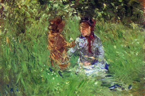 Woman And Child In Garden In Bougival Painting By Berthe Morisot Fine