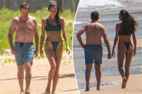 gerard butler hits the beach with girlfriend morgan brown