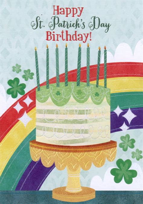 Designer Greetings Birthday Cake And Rainbow St Patricks Day Birthday