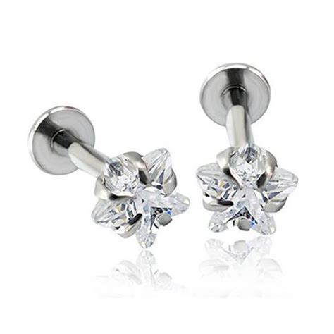 G Mm L Surgical Steel Internally Star Shaped Cubic Zirconia