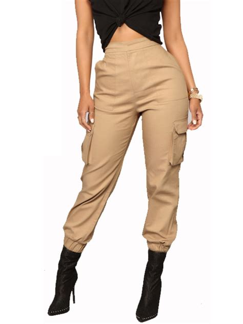 women camo cargo trousers casual sports pants ladies military army combat pants
