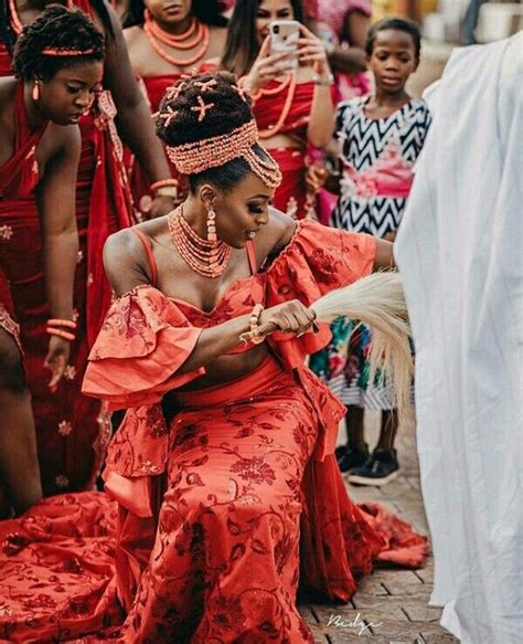 Bride In Beautiful Igbo Traditional Wedding Attire With Coral Beads Nigerian Wedding Dresses