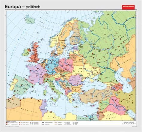 Schulwandkarte Europa Physisch Politisch Format 155x144 Cm
