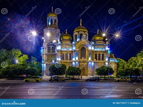 Night View Of The Dormition Of The Theotokos Cathedral In Varna