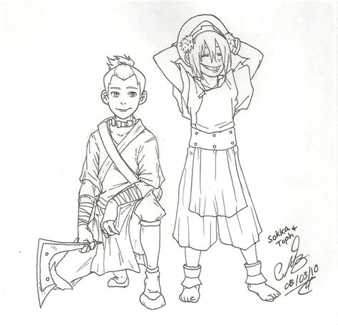 Sokka And Toph Lineart By Project Stridokou On Deviantart