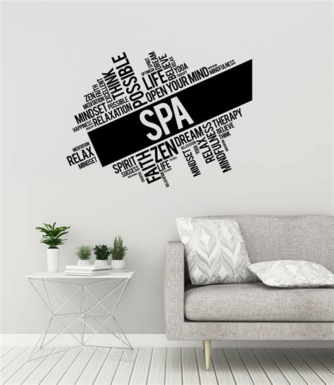 spa vinyl wall decal zen relaxation relax massage words cloud etsy wall decals vinyl wall