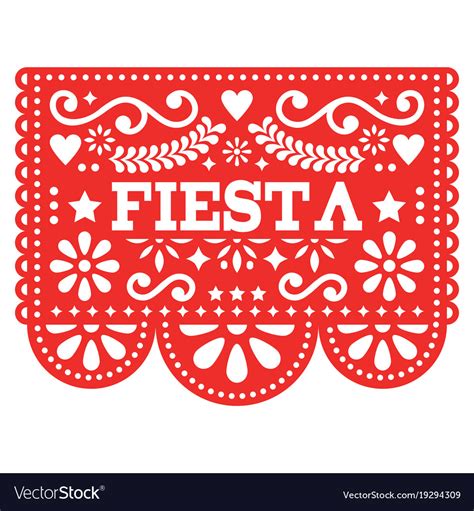 Mexican Fiesta Papel Picado Design In Red Vector Image