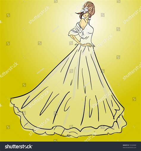 Bride Wedding Dress White Bouquet Stock Illustration 72528988