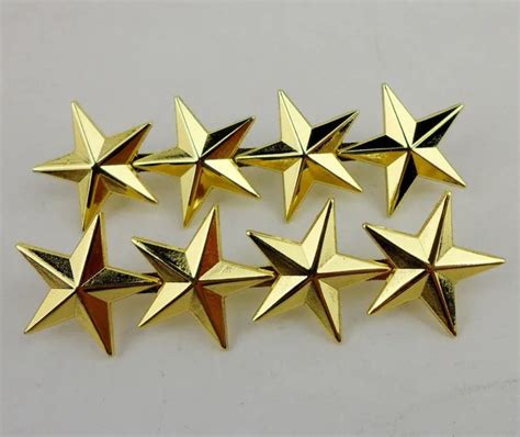 Metal Military Shoulder Four Star Rank Insignia Badge Golden Four Star
