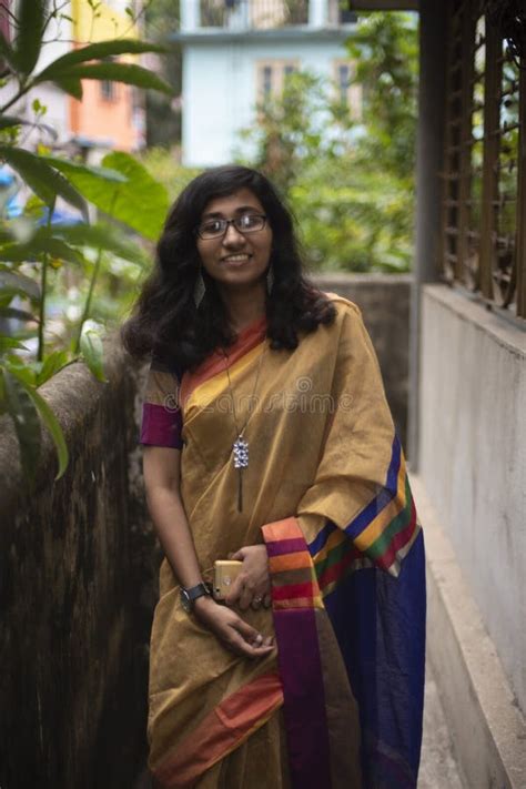 Portrait Of Young And Attractive Indian Bengali Brunette Woman In