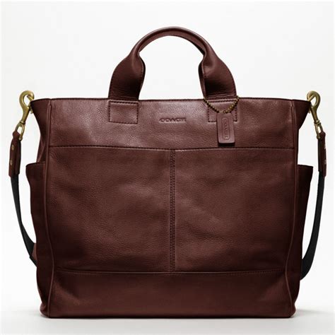 Coach Bleecker Legacy Leather Utility Tote In Brown For Men Burgundy