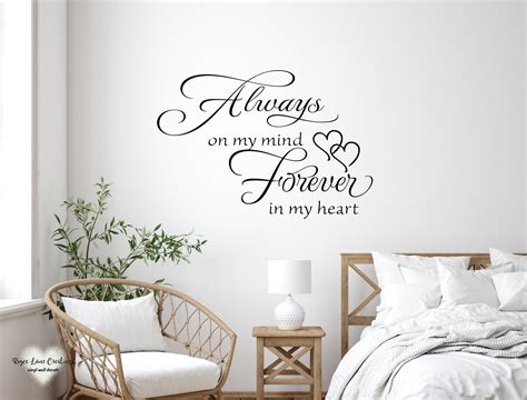 Always On My Mind Forever In My Heart Bedroom Decal Bedroom Etsy