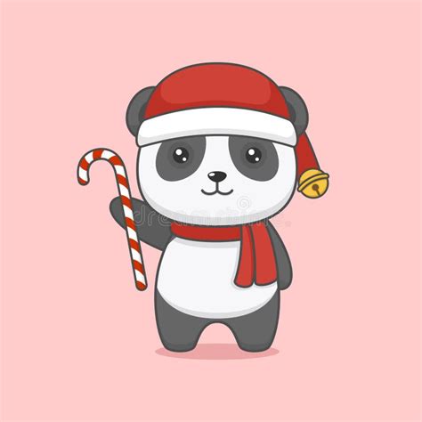 Cute Cartoon Christmas Panda Bear Stock Vector Illustration Of
