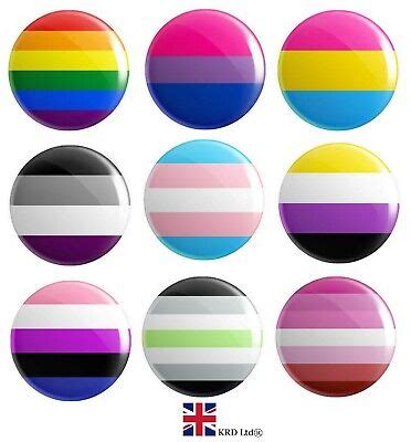 LGBTQ Pride Flags BUTTON PIN BADGES Mm INCH Lesbian Gay Gender
