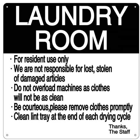Laundry Room Rules Sign Aluminum Signs 14x14 Laundry Room Signs