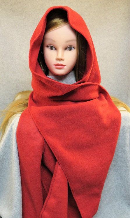 Hooded Fleece Scarf Red Scarf Scoodie Snood Red Snood Red Etsy