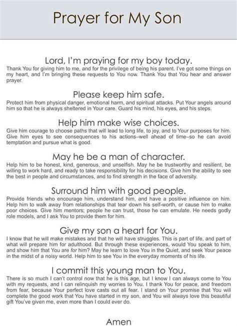 Prayer For Healing Strength And Protection Prayer For My Son Prayer