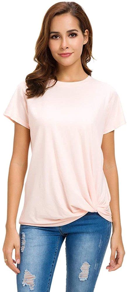 Womens Short Sleeve Loose Twist Knot Front T Shirts Wf Shopping