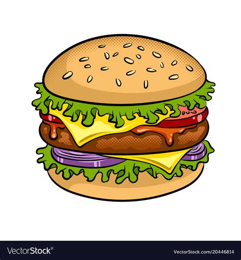 Burger Sandwich Pop Art Royalty Free Vector Image