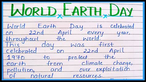 Essay On World Earth Day Earth Day Par Essay Short Note On Earth Day Write Essay On Earth