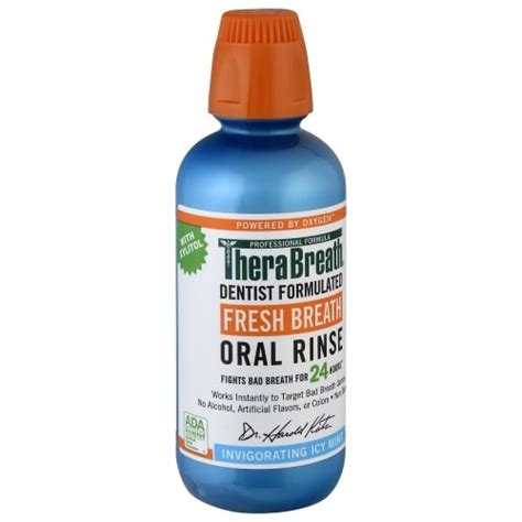 fresh breath oral rinse invigorating icy mint therabreath 16 oz