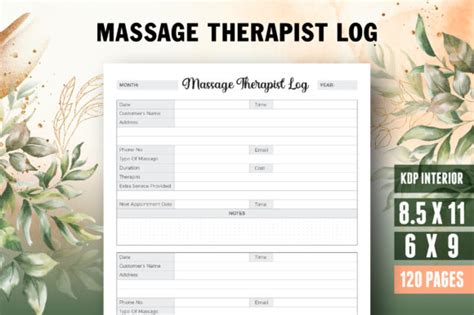 Massage Therapist Log Book Journal Graphic By Vector Cafe · Creative Fabrica