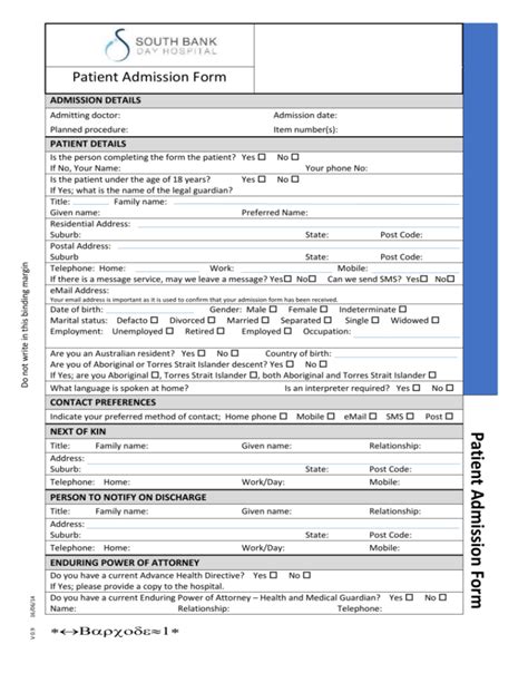 Hospital Patient Admission Form Document Fill And Sign Printable Gambaran