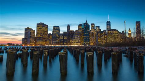 The Port Manhattan New York City Sunset Dusk Landscape 4k