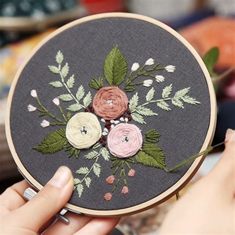 European Plant Flower Embroidery Cross Stitch Kit DIY Material Package 3D Embroidery Handmade ...