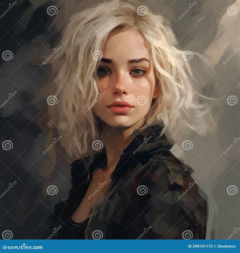 Industrial Paintings A Girl With White Hair In Harsh Palette Knife