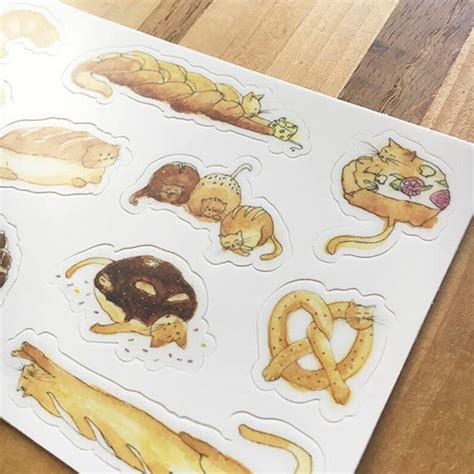 Neko Pan Pure Bread Cats Vinyl Sticker Sheet Etsy