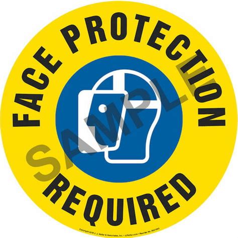 Face Protection Required Sign With Icon Round