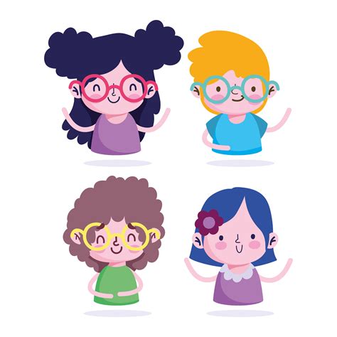 Set Of Cartoon Boys And Girls Characters 1402246 Vector Art At Vecteezy