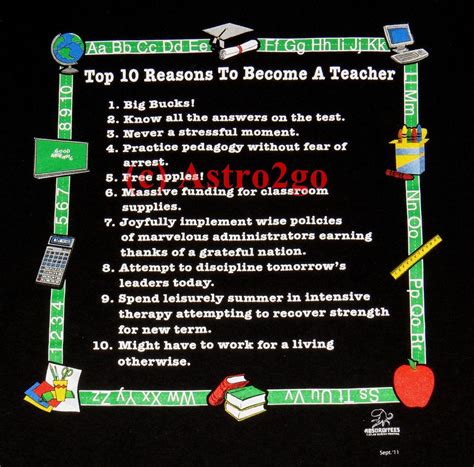 Top 10 Reasons To Become A Teacher School Education T Shirt S 2xl Ebay