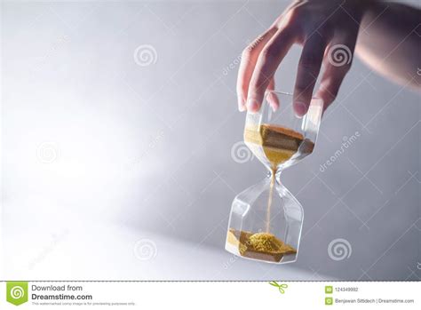 Hourglass On Male Hand Time Passing Concept Stock Photo Image Of