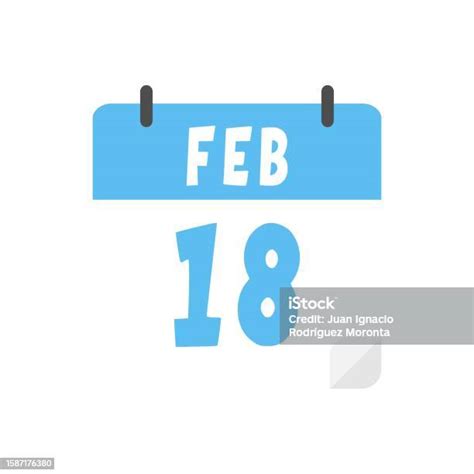 February 18th Calendar Icon On Transparent Background Stock