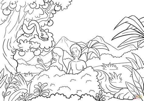 This free coloring sheet shows adam and eve in the garden of eden on day 6 of creation when god made people. Garden Of Eden Coloring Pages at GetColorings.com | Free ...