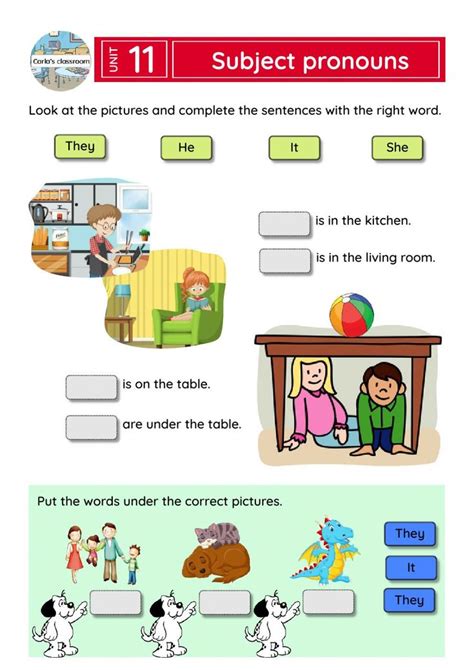 Subject Pronouns Interactive Worksheet English As A Second Language Esl English As A Second