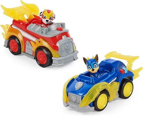 Paw Patrol Mighty Pups Super Paws Chase Marshall Powered Up Vehicles