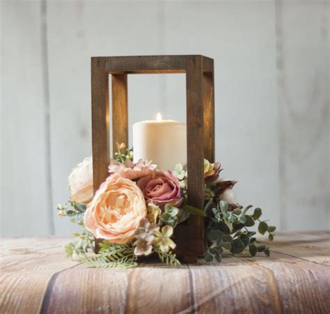 Rustic Lantern Centerpieces Wood Candle Lantern Barn Wedding