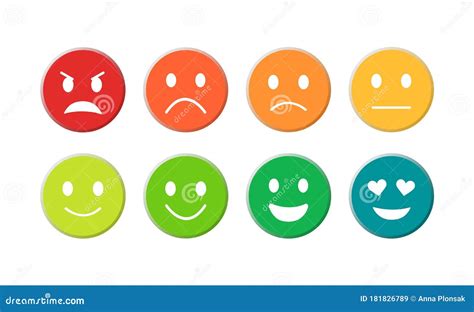 Smileys With A Mood Set Of Emoticons Moods From Bad To Good Stock