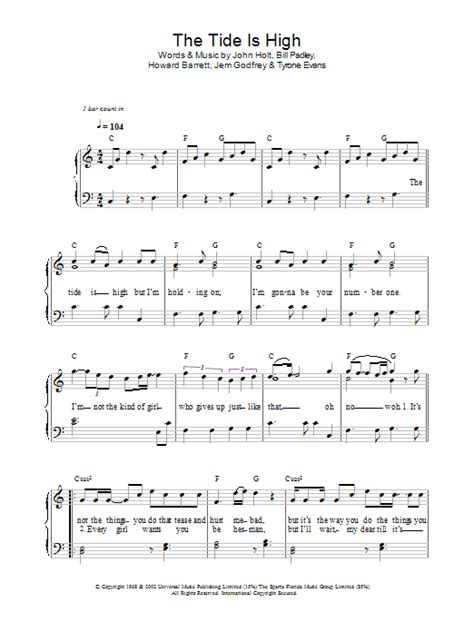 Bob marleyhigh tide or low tide. The Tide Is High (Get The Feeling) | Sheet Music Direct