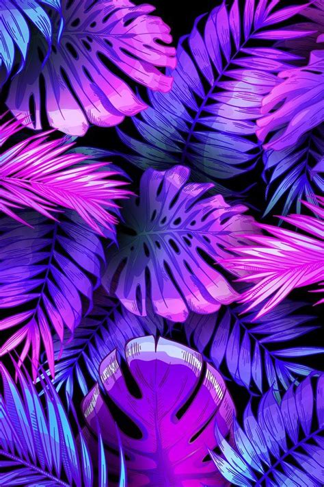 Neon Color Tropical Leaves Trendy Colorful Palm Tree Leaf