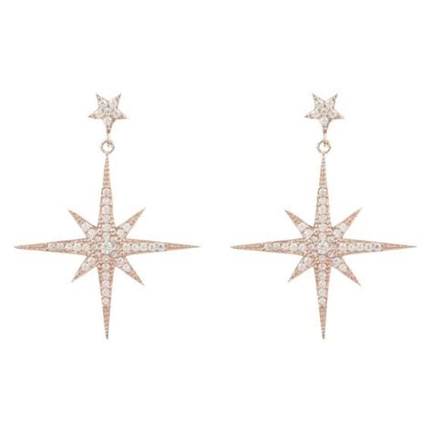 Latelita Earrings Rose Pink Gold Sterling Silver Star Burst Starburst